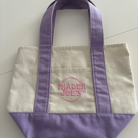 TRADER JOE'S Mini Canvas Tote ~ Purple - Picture 2 of 6